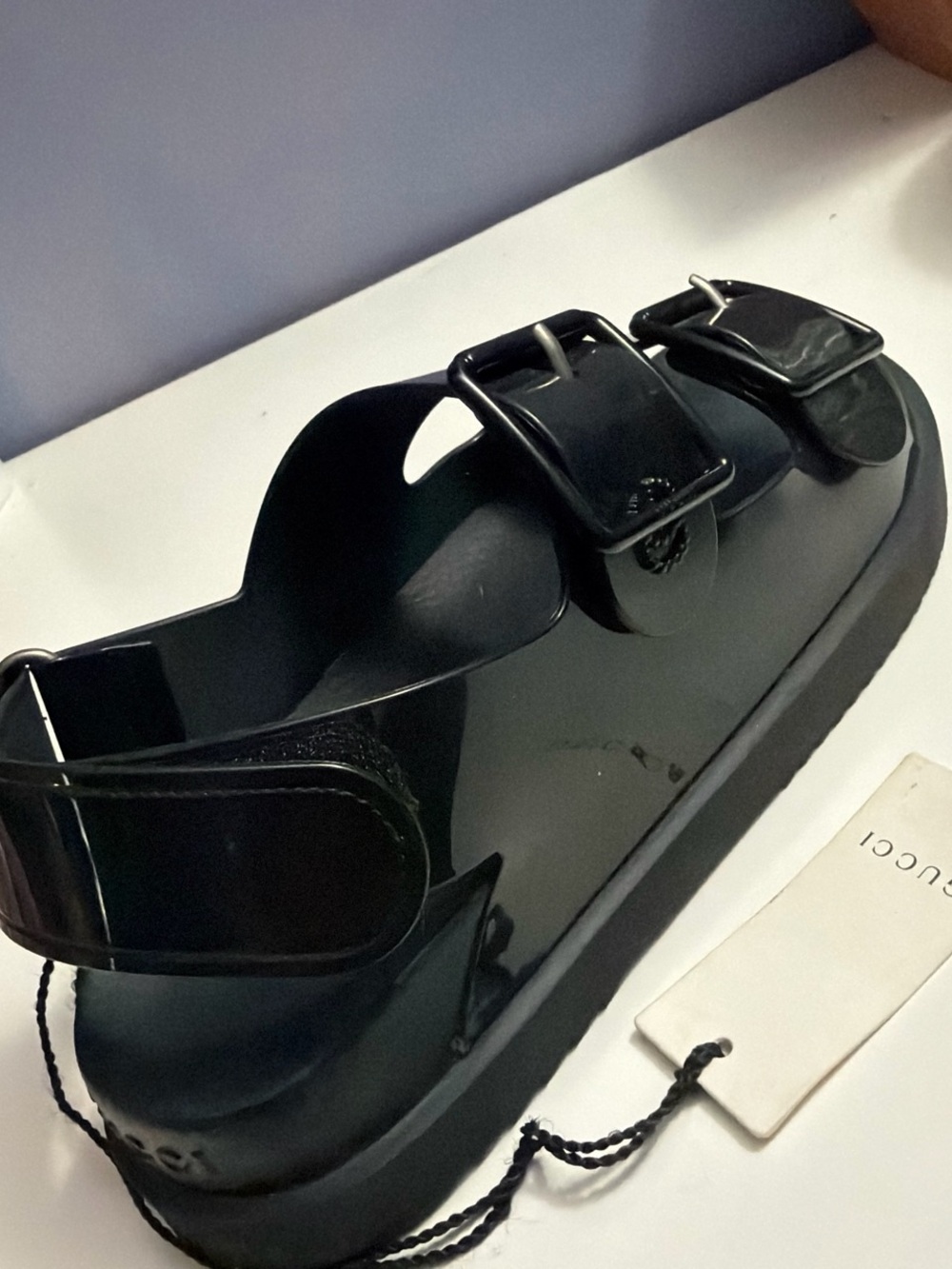 Gucci Black Buckle Platform Sandals